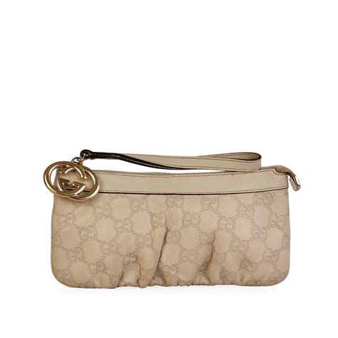 gucci white leather wristlet|Gucci wristlet on sale.